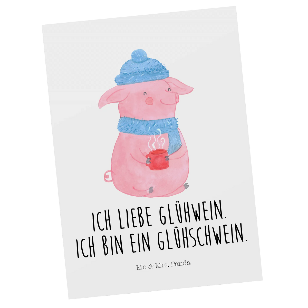 Postcard Pig Mulled wine Christmas time, snow, punch, mulled pig, Christmas market, mulled wine