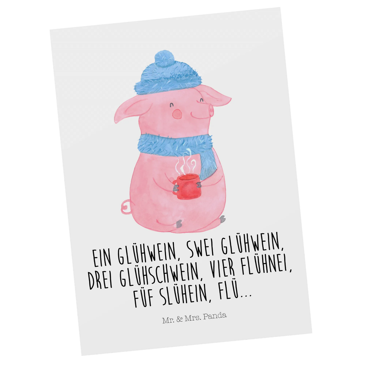 Postcard piggy Mulled wine Christmas time, snow, drunk, saying, mulled wine, Christmas market