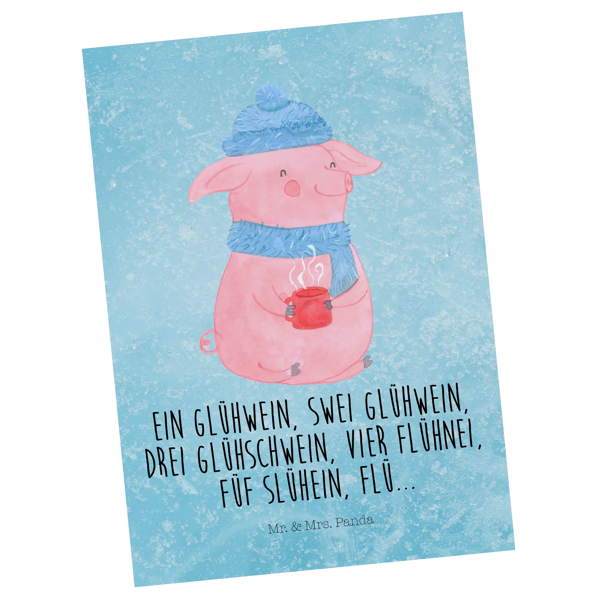 Postkarte Schweinchen Glühwein Kunstkarten, einzelkarte, Postkarten, spruchkarte, kunstkarte, Grußkarte, Ansichtskarten, Motivkarte, Ansichtskarte, Designkarte, Postkarte, Fotokarte, bildkarte, Wintermotiv, Winter, Weihnachtsdeko, Nikolaus, Advent, Heiligabend, Weihnachten, Glühwein, Betrunken, Spruch, Weihnachtsmarkt