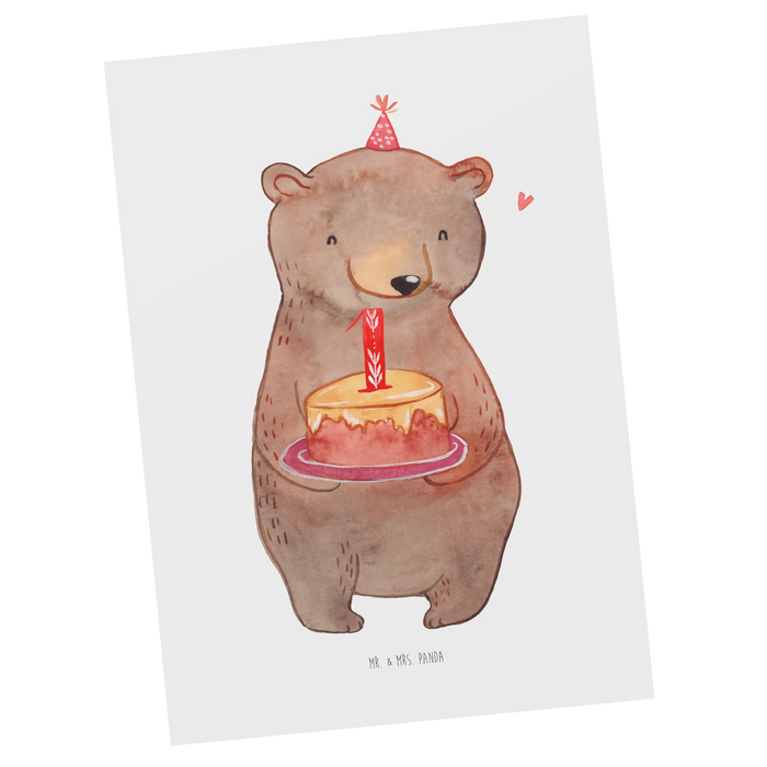 Postkarte Bär Torte 1. Geburtstag