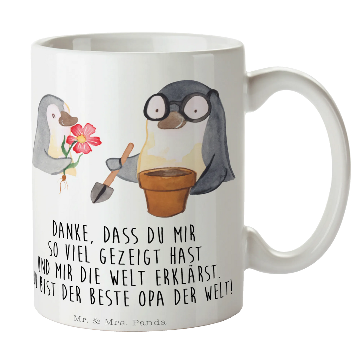 Mug Penguin grandpa planting flowers Father's Day, Mother's Day, grandpa, best grandpa, favourite grandpa