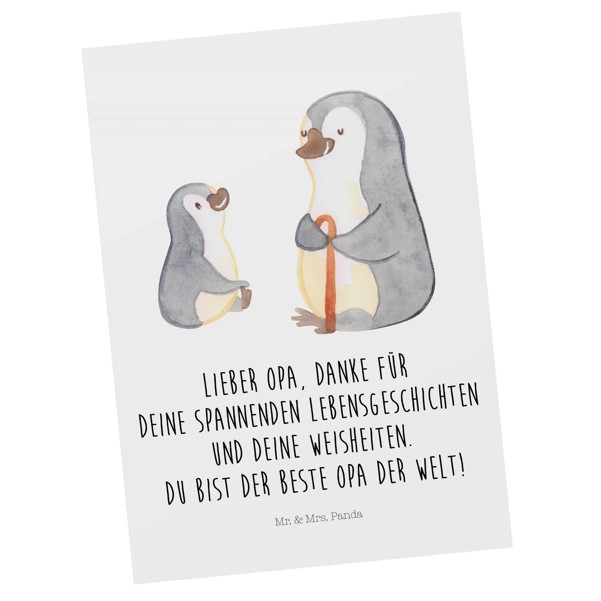 Postcard Penguin grandpa and grandkid Father's Day, Mother's Day, present for grandpa, best grandpa, favourite grandpa, grandpa