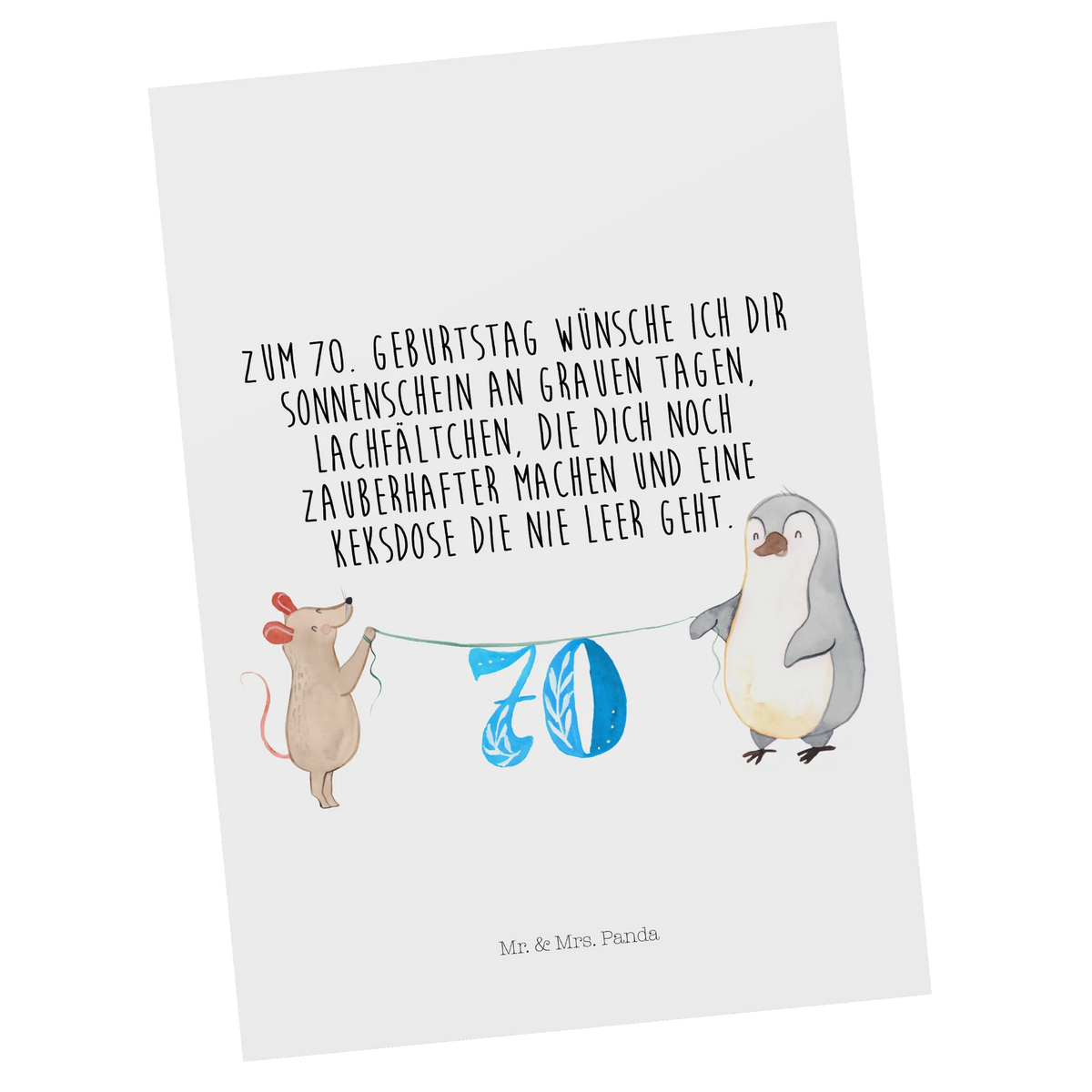 Postkarte 70. Geburtstag Maus Pinguin bildkarte, Postkarten, kunstkarte, Grußkarte, Fotokarte, Designkarte, Kunstkarten, Motivkarte, Ansichtskarten, spruchkarte, Postkarte, einzelkarte, Ansichtskarte, Geburtstagsgeschenk, Geschenk, Geburtstag, Party, Kuchen, Feiern, Torte