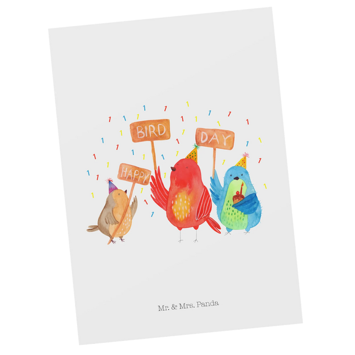 Postkarte 1. Geburtstag Happy Bird Day