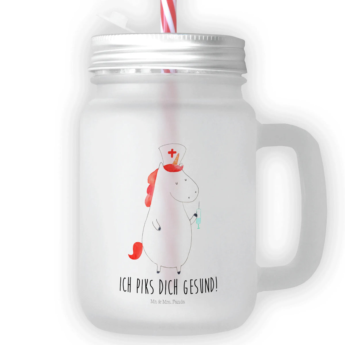Trinkglas Mason Jar Einhorn Krankenschwester