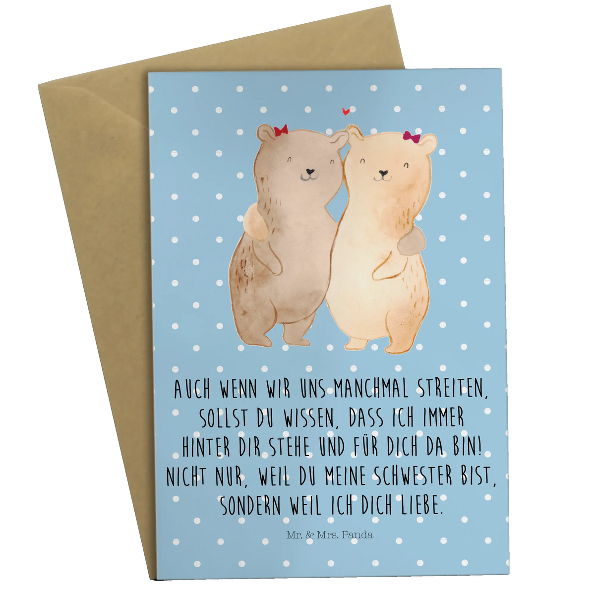 Greetings card bears sisters Mother's Day, Father's Day