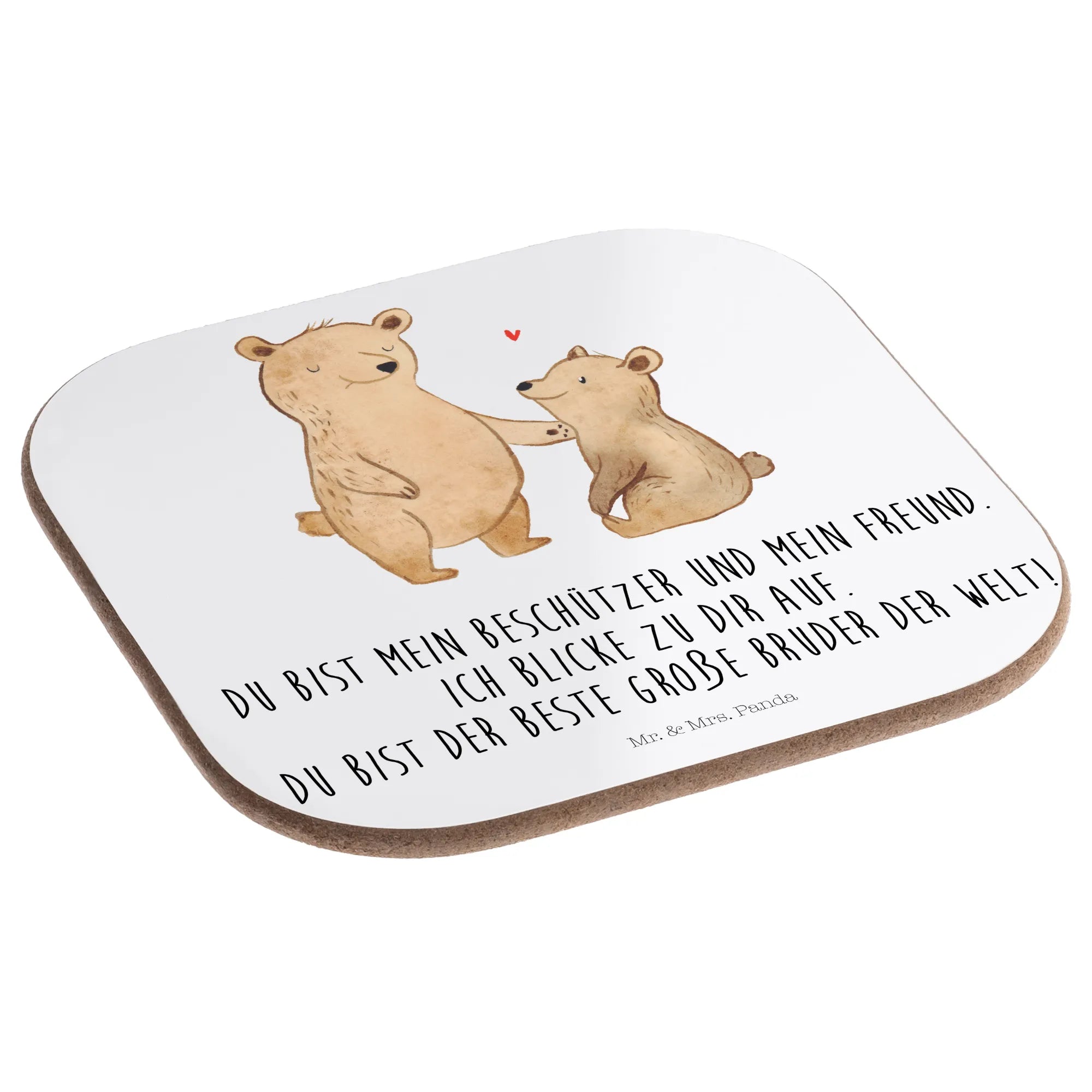 Square coaster bear Big Brother gifts, presents, breakfast, gift, party, glass coasters, Coasters, Family, Father's Day, Mother's Day, brother, sister, Mom, Dad, siblings, bear, bears, Brudi, best brother, Big brother