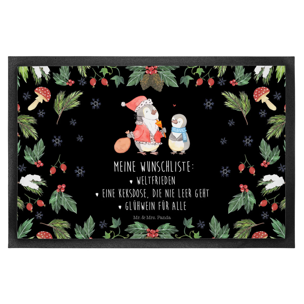 Doormat penguin wish list Christmas time, snow