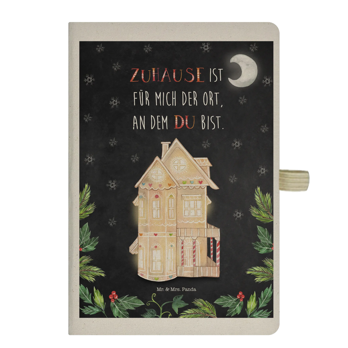 Cotton notebook Gingerbread House Christmas time, snow