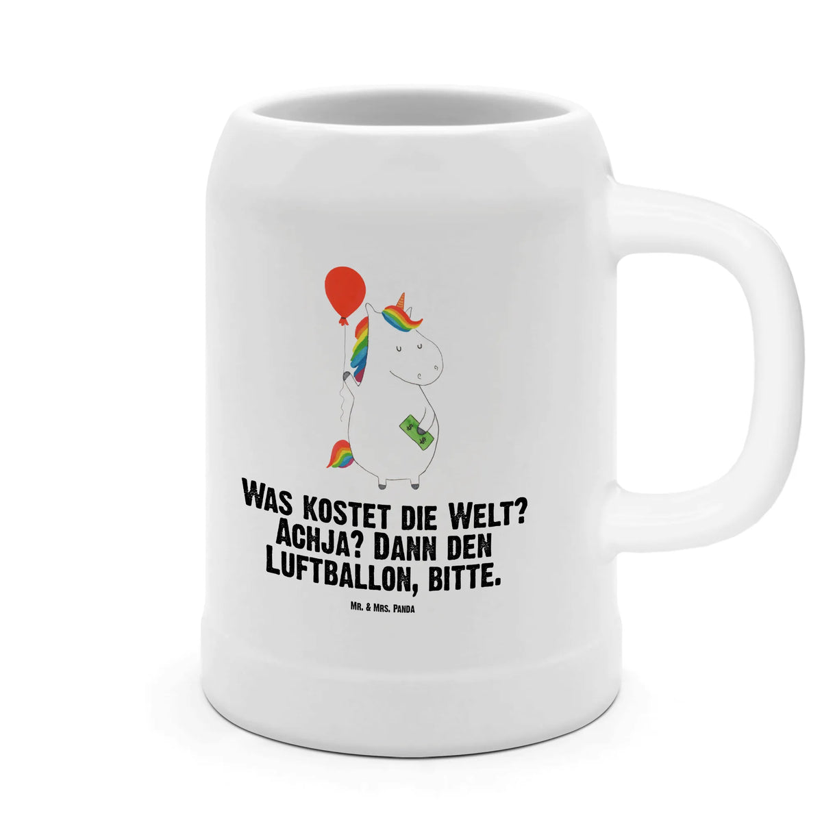 Bierkrug Einhorn Luftballon Steinbierkrug, Humpen, Bier Humpen, Bier Seidel, Bierhumpen, Steinzeugkrug, Keramikkrug, Krug, Tonkrug, Trinkkrug, Steinkrug, Bierbecher, Seidel, Mr. & Mrs. Panda Bierkrug, Steingutkrug, Unicorn, Einhorn, Einhörner, Einhorn Deko, Freude, Geschenk, Geld, Lebenslust, Luftballon, Freundin