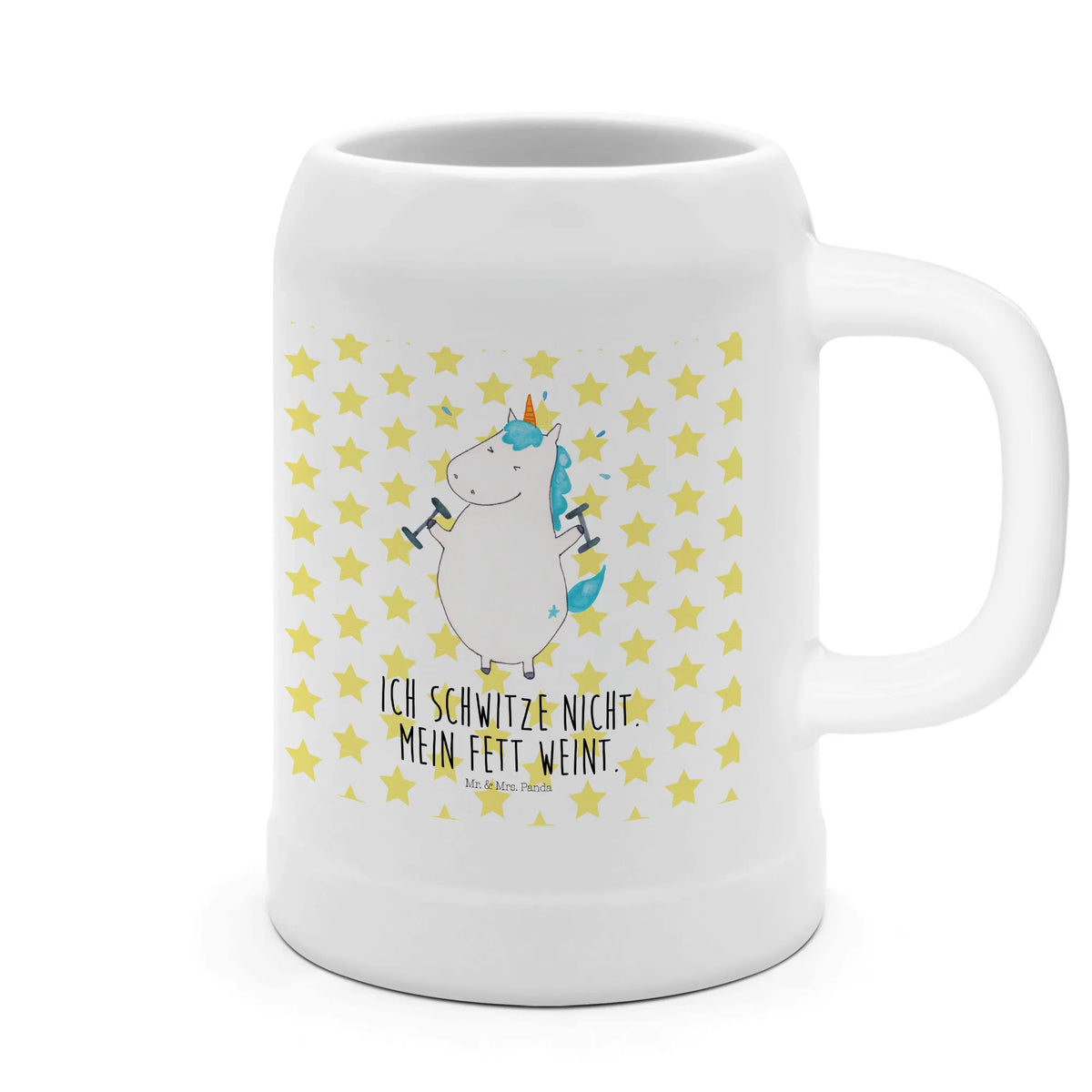 Bierkrug Einhorn Fitness Trinkkrug, Steinzeugkrug, Steingutkrug, Keramikkrug, Mr. & Mrs. Panda Bierkrug, Tonkrug, Bierbecher, Steinbierkrug, Bierhumpen, Steinkrug, Bier Humpen, Krug, Bier Seidel, Seidel, Humpen, Unicorn, Einhorn, Einhörner, Einhorn Deko, Geräte, Gym, Pumpen, Sixpack, Fitnessstudio, Fitness, Diät, Abnehmen, Sport