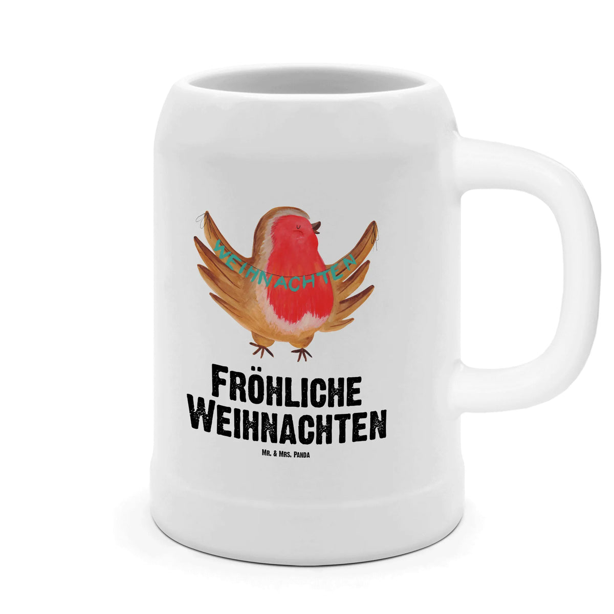 Bierkrug Rotkehlchen Weihnachten Bier Humpen, Krug, Steinkrug, Bierhumpen, Steinzeugkrug, Bier Seidel, Humpen, Bierbecher, Steinbierkrug, Seidel, Keramikkrug, Steingutkrug, Mr. & Mrs. Panda Bierkrug, Tonkrug, Trinkkrug, Weihnachten, Winter, Weihnachtsdeko, Nikolaus, Advent, Heiligabend, Wintermotiv, Frohe Weihnachten, Weihnachtsgruß, Weihnachtsmotiv, Vogel, Xmas