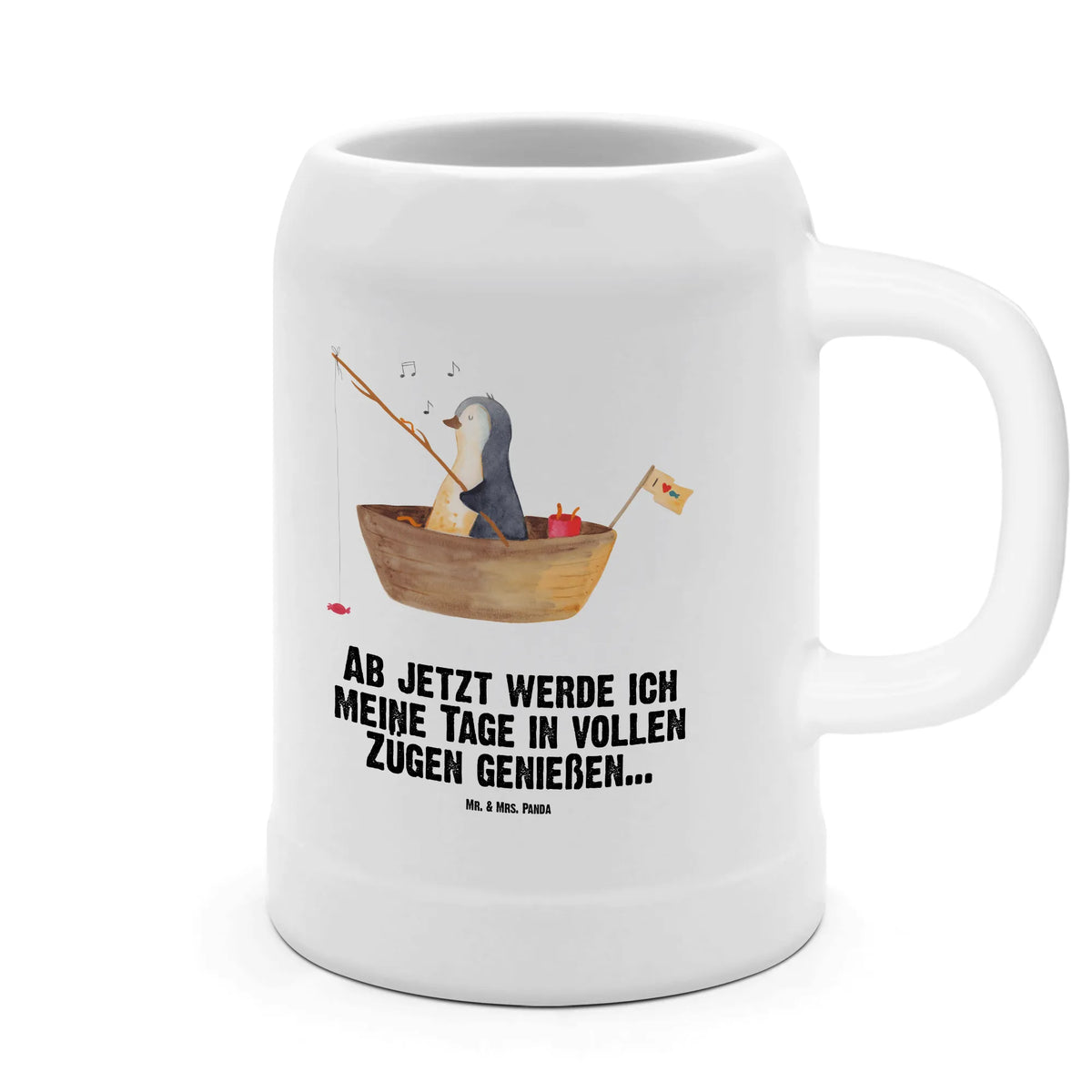 Bierkrug Pinguin Angelboot Tonkrug, Keramikkrug, Krug, Humpen, Bierbecher, Steinbierkrug, Steinzeugkrug, Seidel, Trinkkrug, Bier Seidel, Steinkrug, Bier Humpen, Bierhumpen, Mr. & Mrs. Panda Bierkrug, Steingutkrug, Pinguin, Scheidung, Neustart, Pinguine, Neuanfang, Angeln, Genießen, Geschenkidee Liebeskummer, Boot, Motivation, Angelboot, Lebenslust, Trennung, Leben