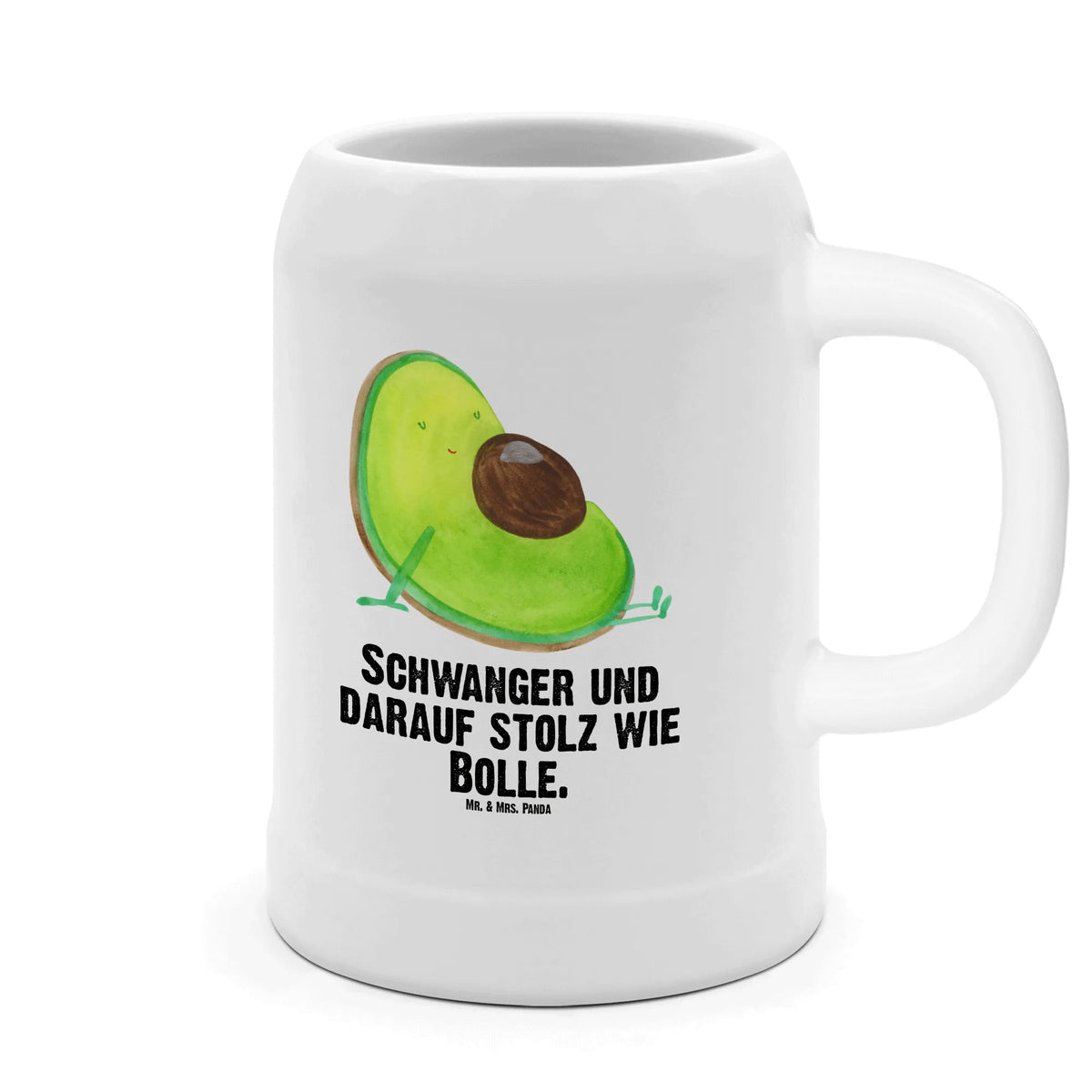 Bierkrug Avocado Schwangerschaft Mr. & Mrs. Panda Bierkrug, Bierhumpen, Seidel, Humpen, Keramikkrug, Tonkrug, Steinbierkrug, Steingutkrug, Bierbecher, Bier Humpen, Bier Seidel, Trinkkrug, Krug, Steinkrug, Steinzeugkrug, Avocado, Veggie, Vegan, Gesund, Schwangerschaft, Babyparty, Schwanger, Babyshower