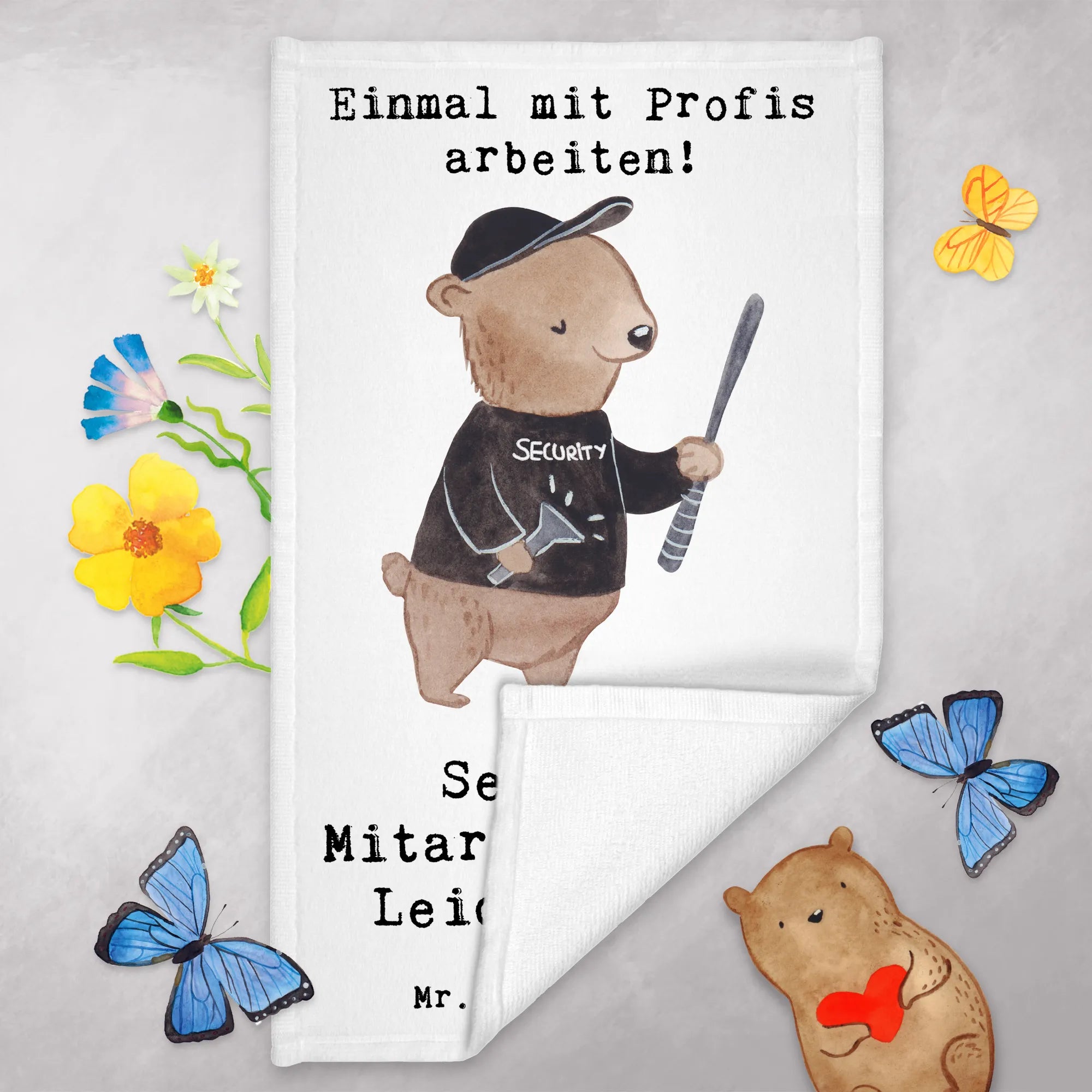 Ręcznik dla gości Pracownik ochrony pasja Zawód, Wykształcenie, Jubileusz, Pożegnanie, Emerytura, Kolega, Koleżanka, Prezent, Dawać, Pracownik, Współpracownik, Firma, Dziękuję, Dziękuję bardzo