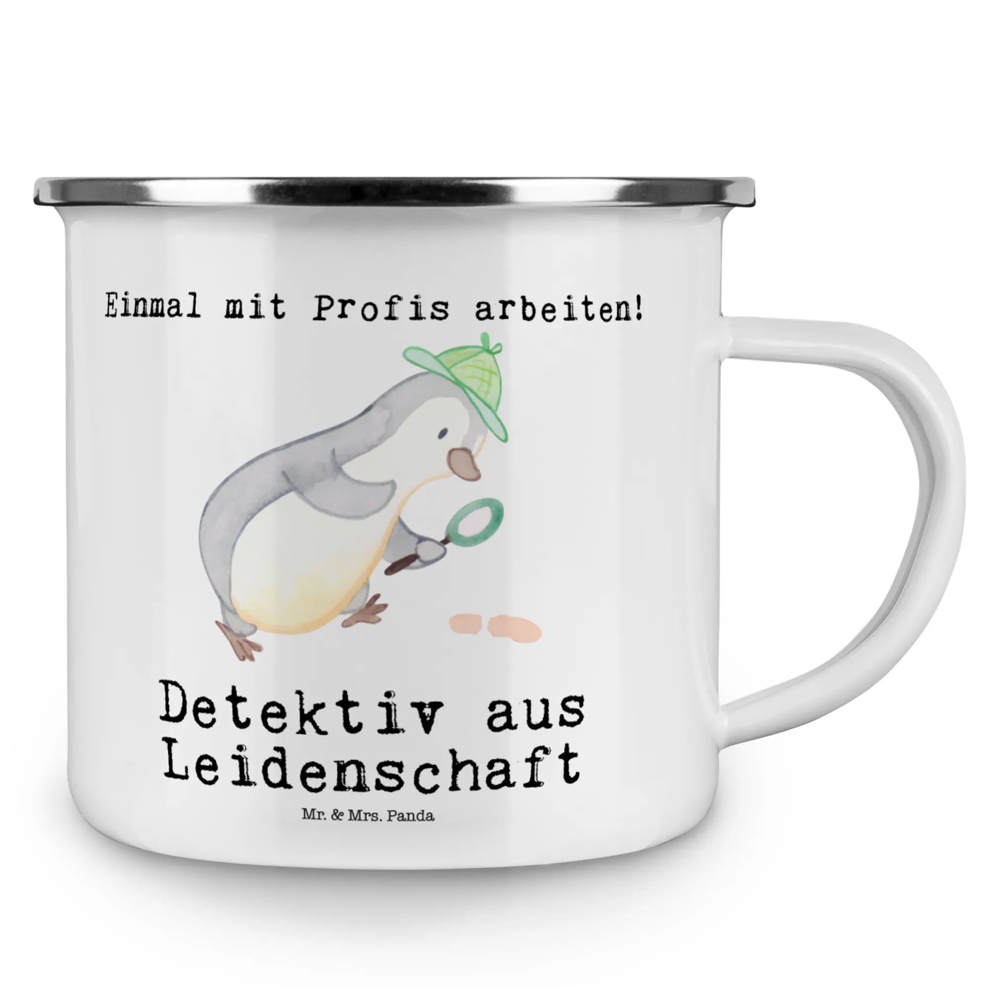 Kempingowy kubek emaliowany Detektyw Pasja Zawód, Wykształcenie, Jubileusz, Pożegnanie, Emerytura, Kolega, Koleżanka, Prezent, Dawać, Pracownik, Współpracownik, Firma, Dziękuję, Dziękuję bardzo