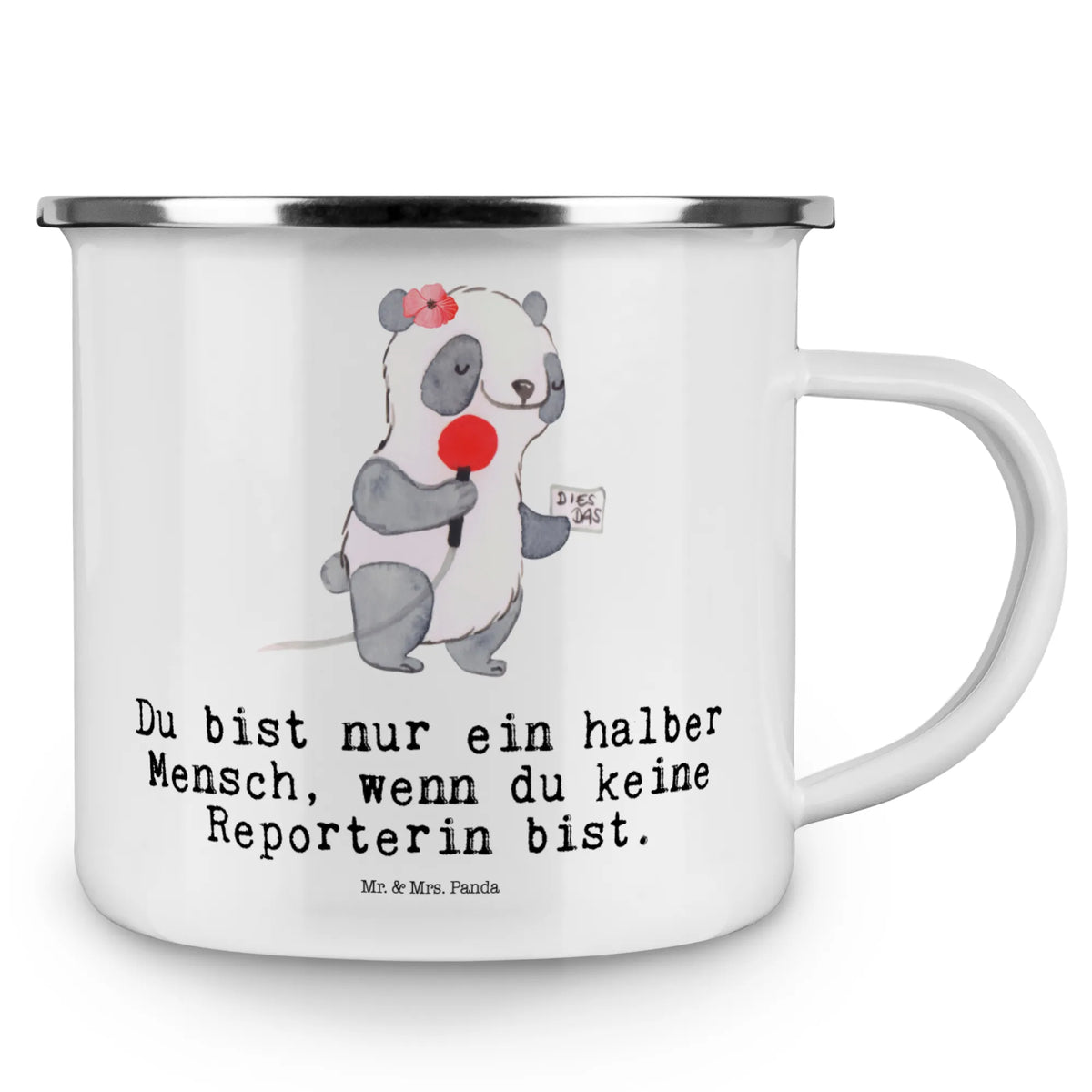 Kempingowy kubek emaliowany dziennikarka serce Zawód, Wykształcenie, Jubileusz, Pożegnanie, Emerytura, Kolega, Koleżanka, Prezent, Dawać, Pracownik, Współpracownik, Firma, Dziękuję, Dziękuję bardzo