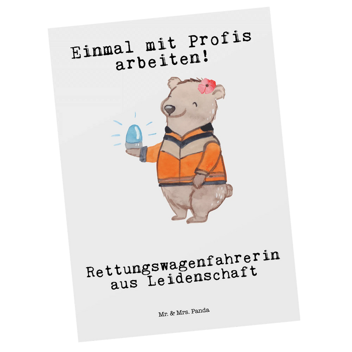 Postkarte Rettungswagenfahrerin Leidenschaft
