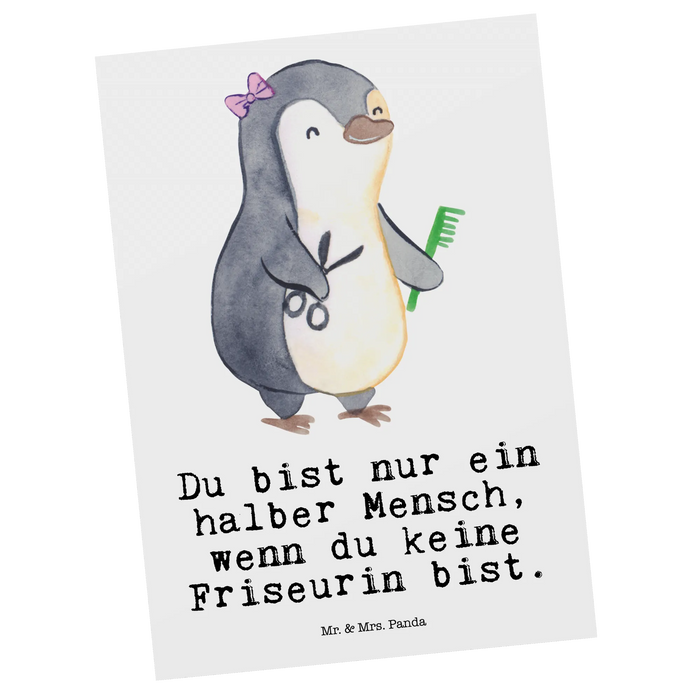 Postkarte Friseurin Herz