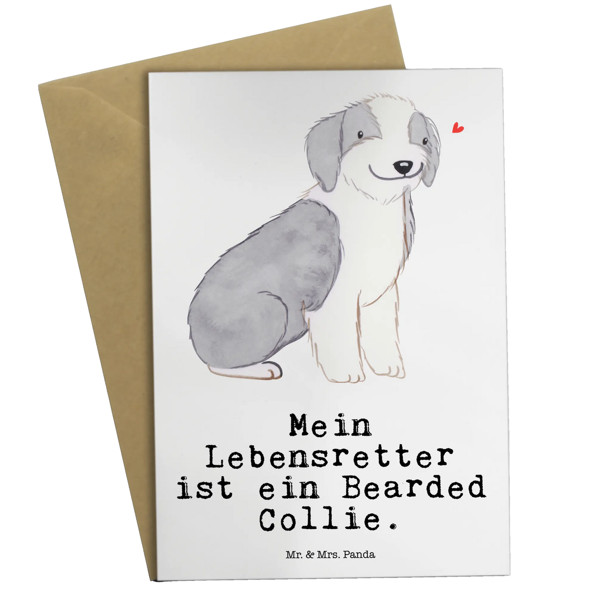 Grußkarte Bearded Collie Lebensretter