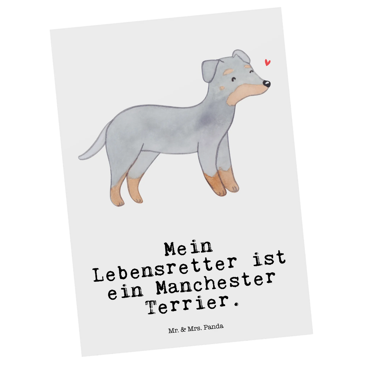 Postkarte Manchester Terrier Lebensretter Grußkarte, Ansichtskarte, kunstkarte, Postkarte, Fotokarte, Ansichtskarten, Postkarten, Designkarte, einzelkarte, Kunstkarten, Motivkarte, bildkarte, spruchkarte, Geschenk, Schenken, Hund, Hunderasse, Rassehund, Hundebesitzer, Tierfreund, Welpe, Manchester Terrier