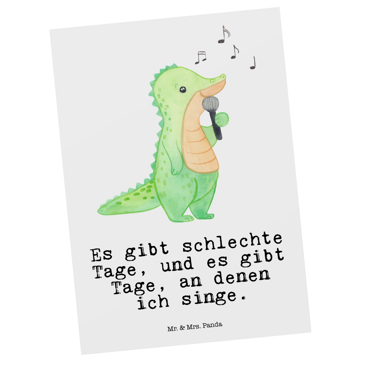 Postkarte Krokodil Singen bildkarte, spruchkarte, Postkarten, Postkarte, Ansichtskarten, Designkarte, kunstkarte, einzelkarte, Ansichtskarte, Kunstkarten, Grußkarte, Motivkarte, Fotokarte, Geschenk, Schenken, Sport, Sportart, Hobby, Danke, Dankeschön, Auszeichnung, Gewinn, Sportler, Singen, Hobbysänger, Gesang, Live Auftritt, Band