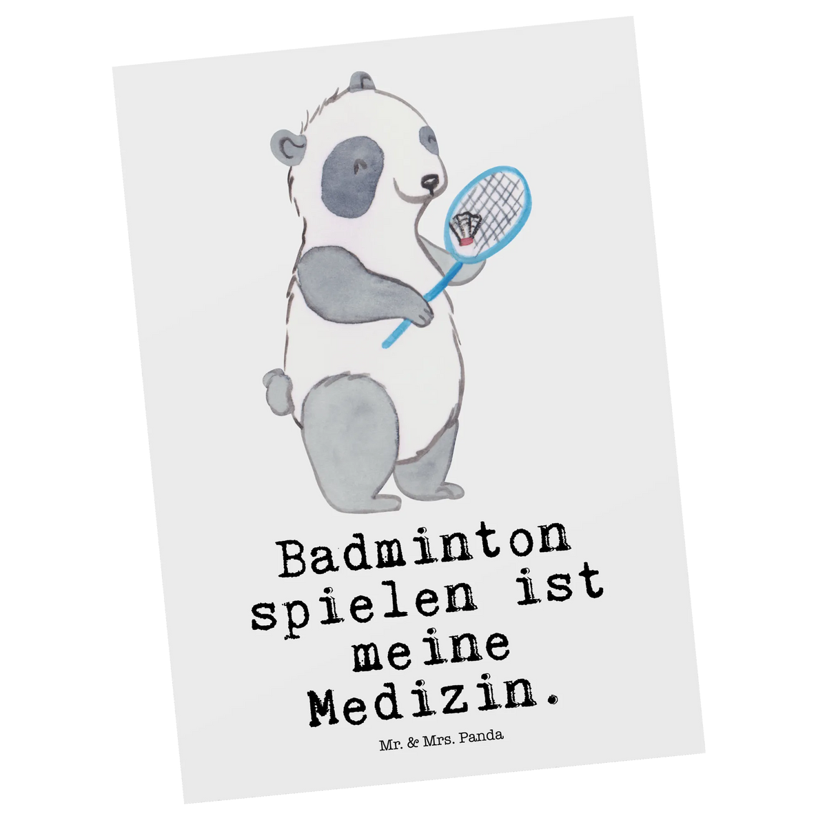 Postkarte Panda Badminton Fotokarte, einzelkarte, Ansichtskarten, spruchkarte, Designkarte, Grußkarte, Postkarten, kunstkarte, Motivkarte, Ansichtskarte, bildkarte, Postkarte, Kunstkarten, Sportart, Hobby, Danke, Dankeschön, Sport, Auszeichnung, Schenken, Gewinn, Sportler, Geschenk, Badminton spielen, Badminton