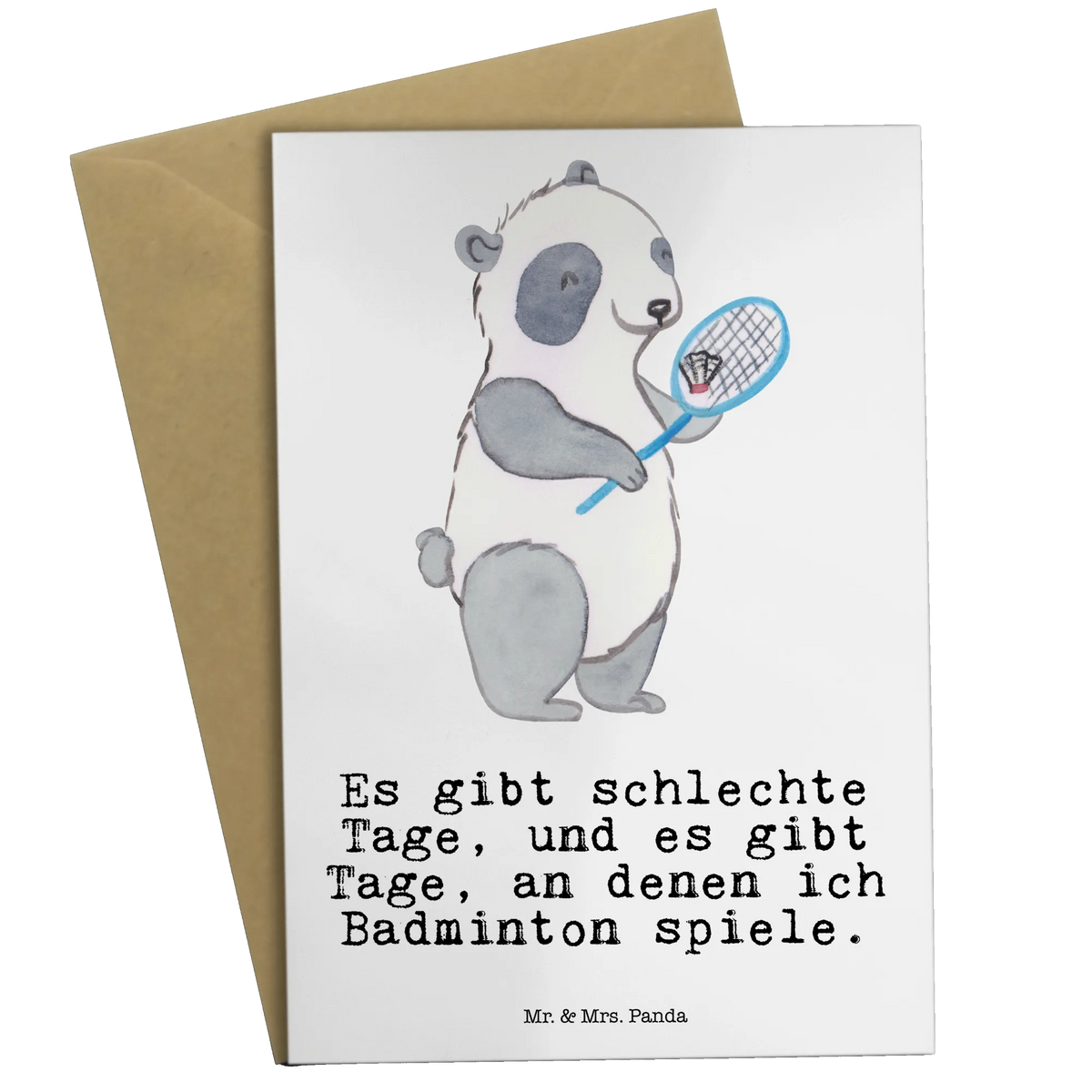 Grußkarte Panda Badminton abiturkarte, Motivkarte, Grußkarte, hochzeitskarten, genesungskarte, neujahrskarte, kommunionskarte, vatertagskarte, Grußkarten, Glückwunschkarte, babykarte, jubiläumskarte, Beileidskarte, osterkarte, Klappkarte, firmungskarte, osterkarten, glückwunschkarten, valentinstagskarte, spruchkarte, dankeskarten, weihnachtskarten, einladungskarten, Geschenk, Schenken, Sport, Sportart, Hobby, Danke, Dankeschön, Auszeichnung, Gewinn, Sportler, Badminton spielen, Badminton
