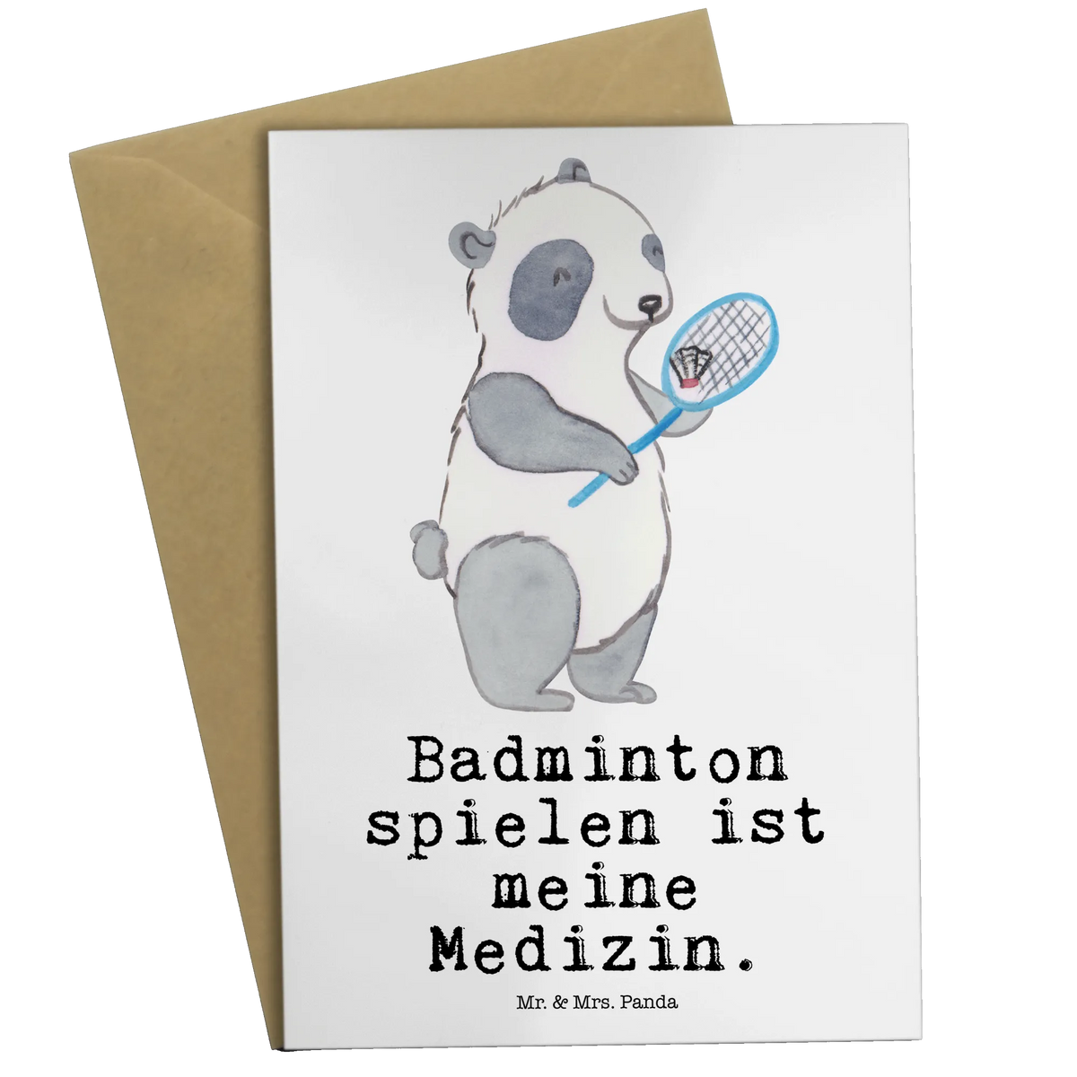 Grußkarte Panda Badminton dankeskarten, osterkarte, Motivkarte, kommunionskarte, firmungskarte, Grußkarte, jubiläumskarte, osterkarten, Glückwunschkarte, babykarte, Klappkarte, spruchkarte, genesungskarte, vatertagskarte, abiturkarte, weihnachtskarten, neujahrskarte, Grußkarten, hochzeitskarten, einladungskarten, Beileidskarte, glückwunschkarten, valentinstagskarte, Geschenk, Schenken, Sport, Sportart, Hobby, Danke, Dankeschön, Auszeichnung, Gewinn, Sportler, Badminton, Badminton spielen