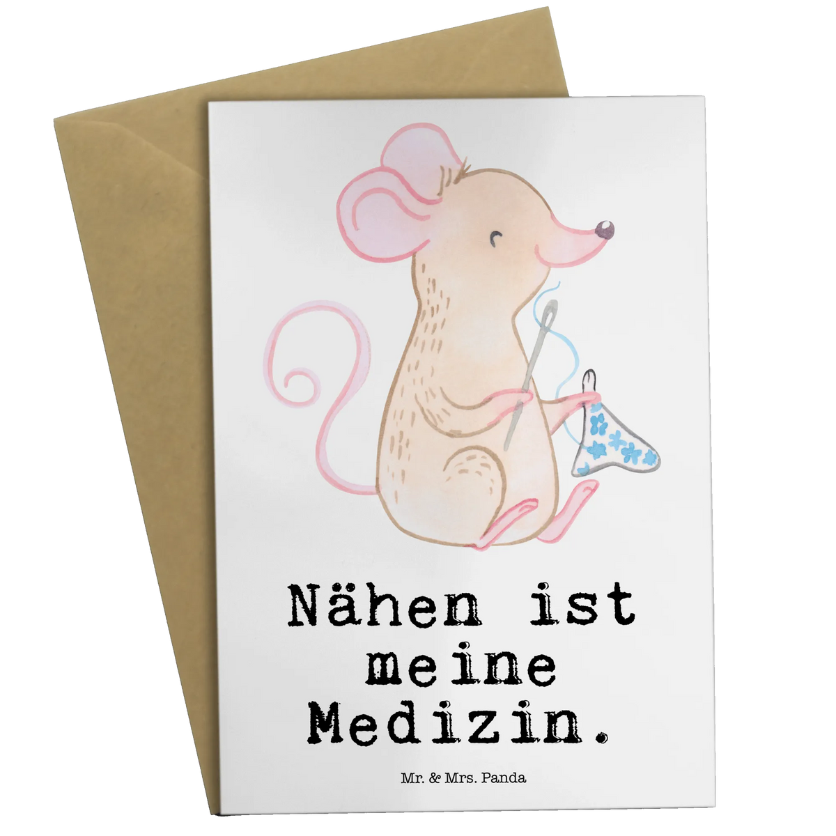 Grußkarte Maus Nähen