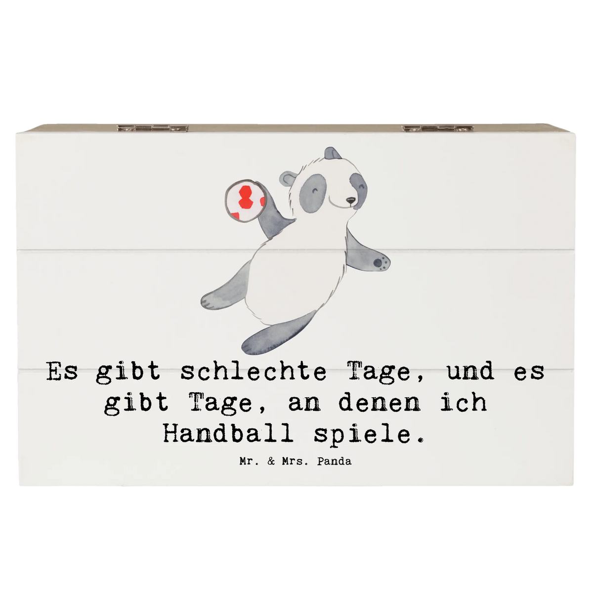Holzkiste Panda Handball spielen