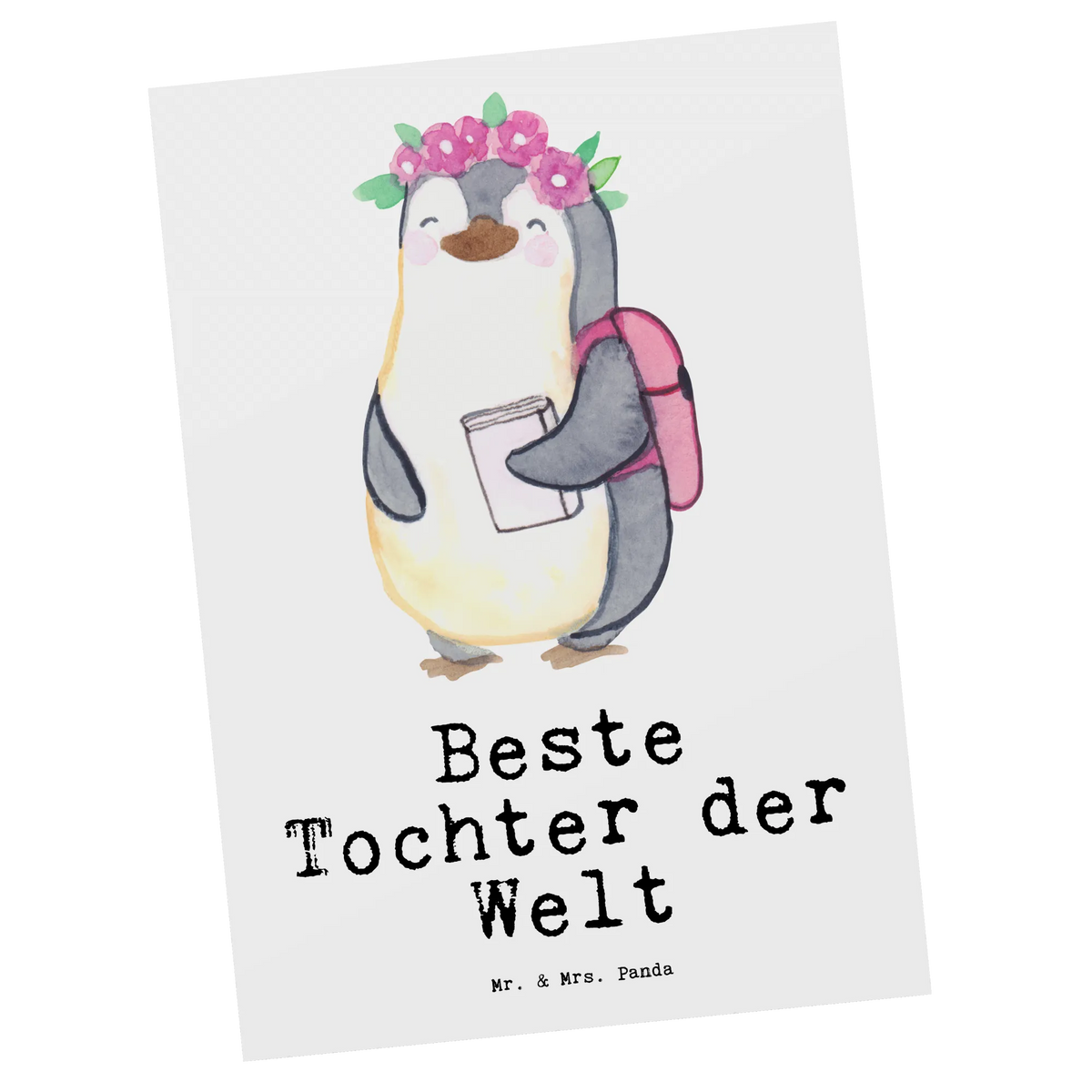 Postkarte Pinguin Beste Tochter der Welt Ansichtskarten, Postkarte, Designkarte, kunstkarte, Grußkarte, einzelkarte, Kunstkarten, Ansichtskarte, Postkarten, spruchkarte, Motivkarte, bildkarte, Fotokarte, Schenken, Freude machen, Geschenktipp, für, Danke, Dankeschön, Geburtstag, Geschenk, Geburtstagsgeschenk, Mitbringsel, Bedanken, Geschenkidee, Vater, Kleine, Kinder, Mutter, Kind, Töchterchen, Tochter, Töchter, Geburt, Belohnung, Familie