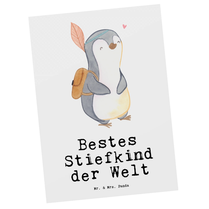 Postkarte Pinguin Bestes Stiefkind der Welt