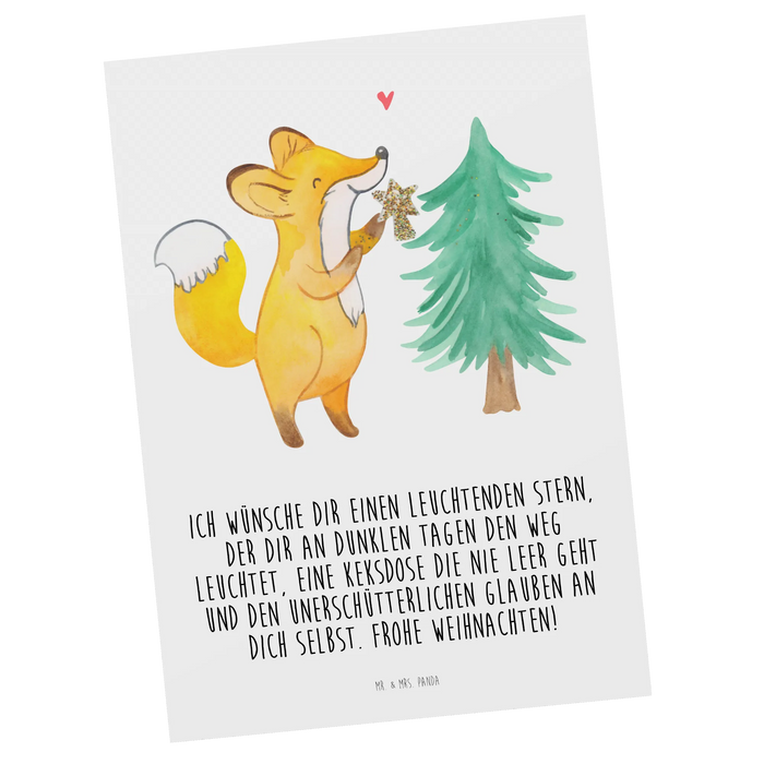 Postkarte Fuchs  Weihnachtsbaum