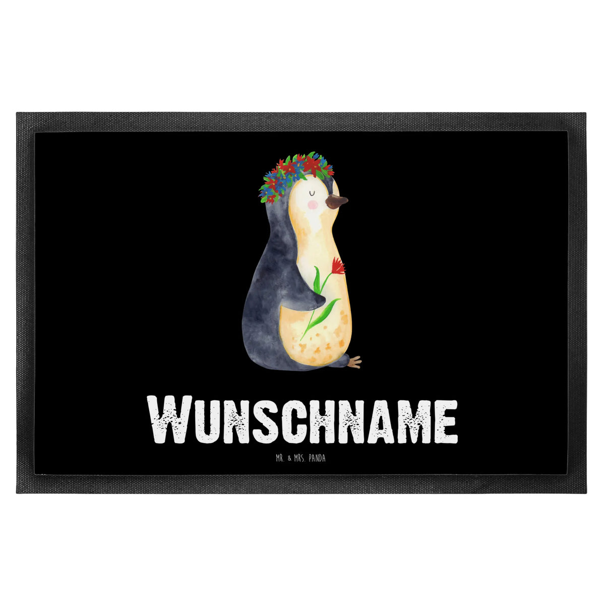 Personalized doormat Penguin Flower Penguin, North Pole, Winter, Penguins, life, goals, gift idea, wreath of flowers, goals in life, universe, motivation, wishes, lovesickness, love of life, penguins