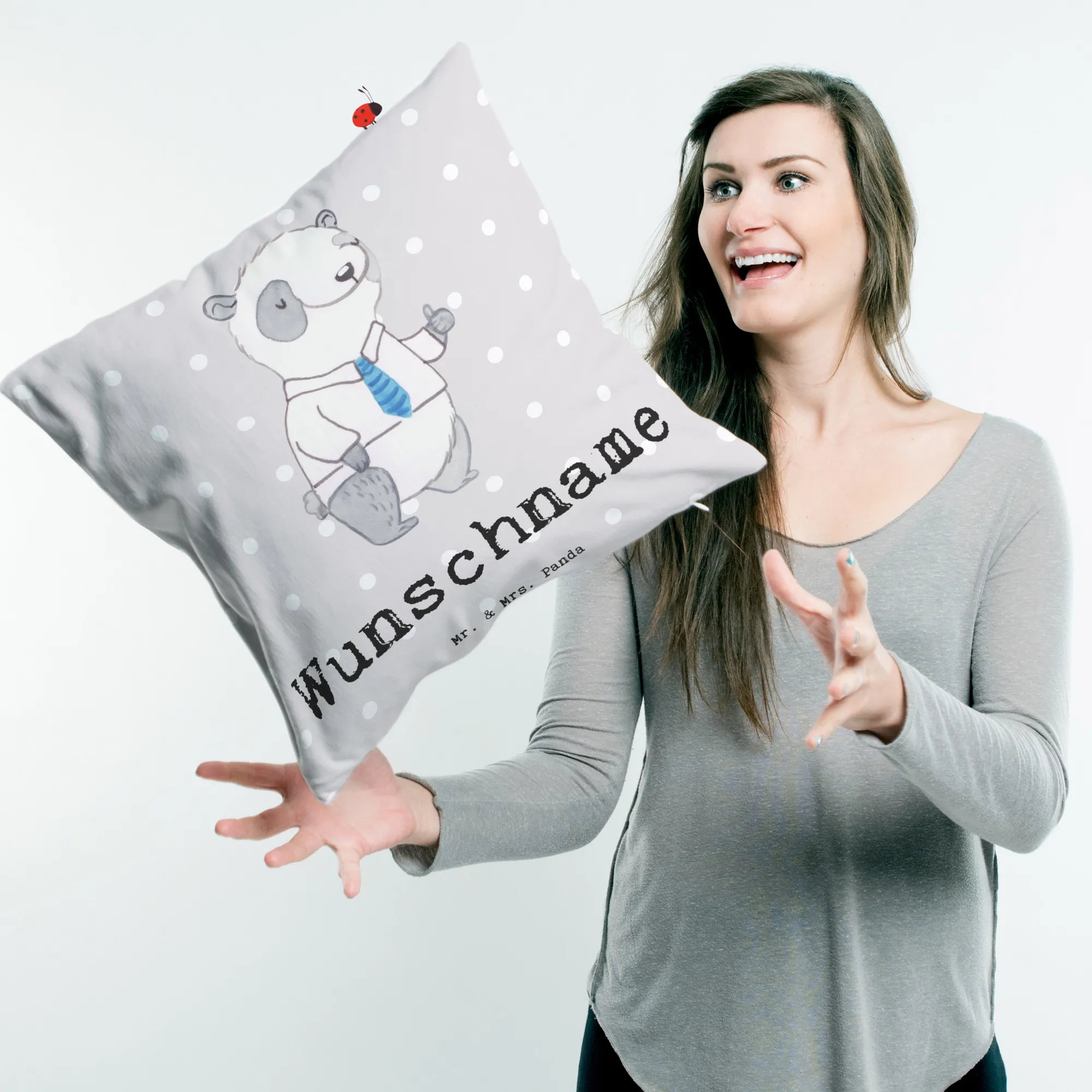 Personalised cushion panda Best adoptive father in the world for, thank you, gift, giving, birthday, birthday present, gift idea, souvenir, make you happy, gift tip, adoptive father, adopted, adoption