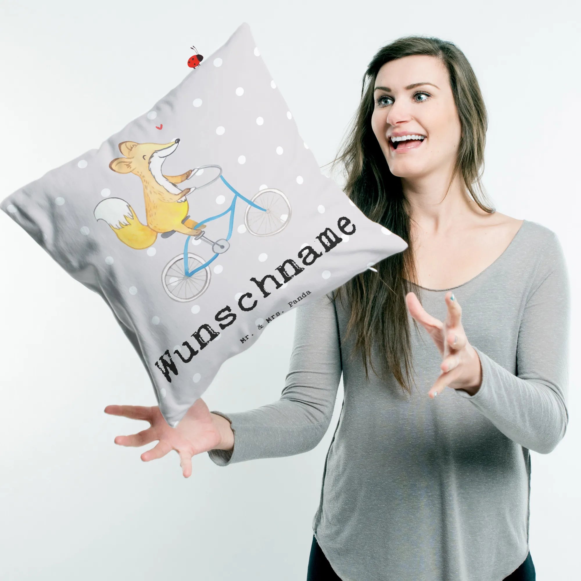 Personalizowana poduszka Lis Jazda na rowerze Prezent, Dyscyplina sportowa, Darować, Dziękuję, Dzięki, Wyróżnienie, Wygrana, Sportowiec
