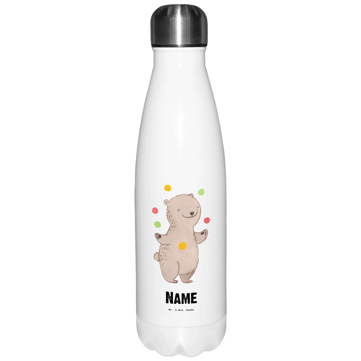 Personalisierte Thermosflasche Bär Jonglieren Personalisierte Thermoskanne, Personalisierte Trinkflasche Edelstahl, Isolierflasche personalisiert, Thermoflasche Personalisiert, Wasserflasche personalisiert, Personalisierte Sportflasche, Trinkflasche personalisiert Edelstahl, Personalisierte Wasserflasche, Personalisierte Trinkflasche, Personalisierte Thermosflasche, Sportflasche personalisiert, Personalisierte Edelstahlflasche, Trinkflasche personalisiert, Getränkeflasche Personalisiert, Thermosflasche personalisiert, Geschenk, Schenken, Sport, Sportart, Hobby, Danke, Dankeschön, Auszeichnung, Gewinn, Sportler, Jongleur, Jonglieren, Artistik, Zirkus