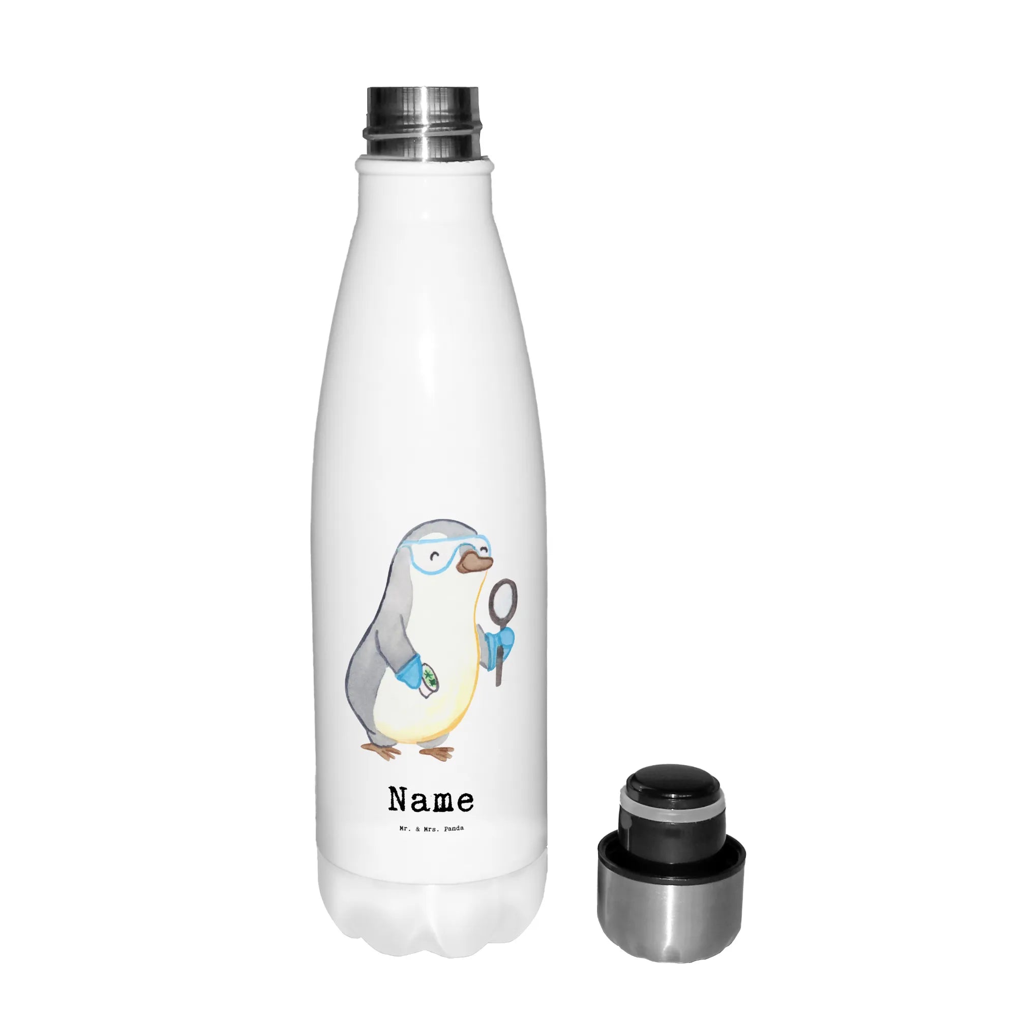 Personalised insulated bottle scientist heart gift, gift idea, best, farewell gift, passing exam, anniversary, retirement, promotion, job start, sayings, funny, profession