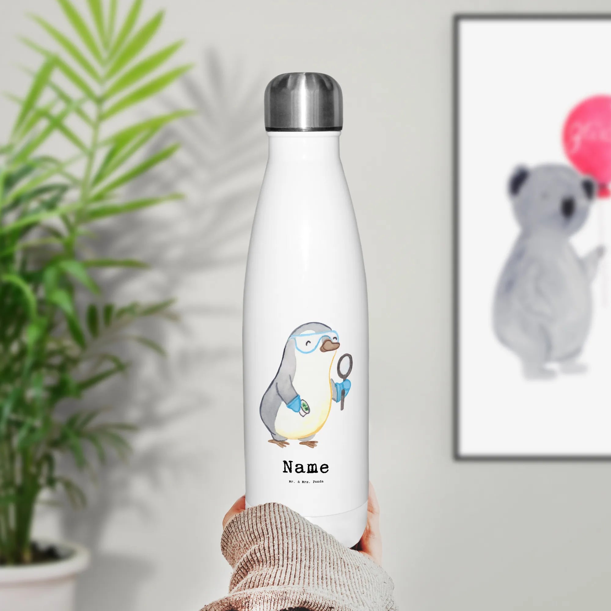 Personalised insulated bottle scientist heart gift, gift idea, best, farewell gift, passing exam, anniversary, retirement, promotion, job start, sayings, funny, profession