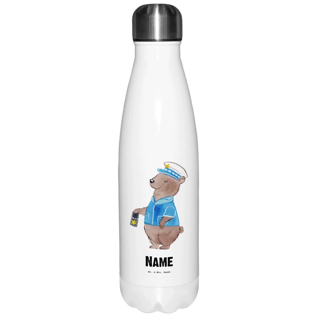 Personalised insulated bottle Policewoman heart gift, gift idea, best, farewell gift, passing exam, anniversary, retirement, promotion, job start, sayings, funny, profession