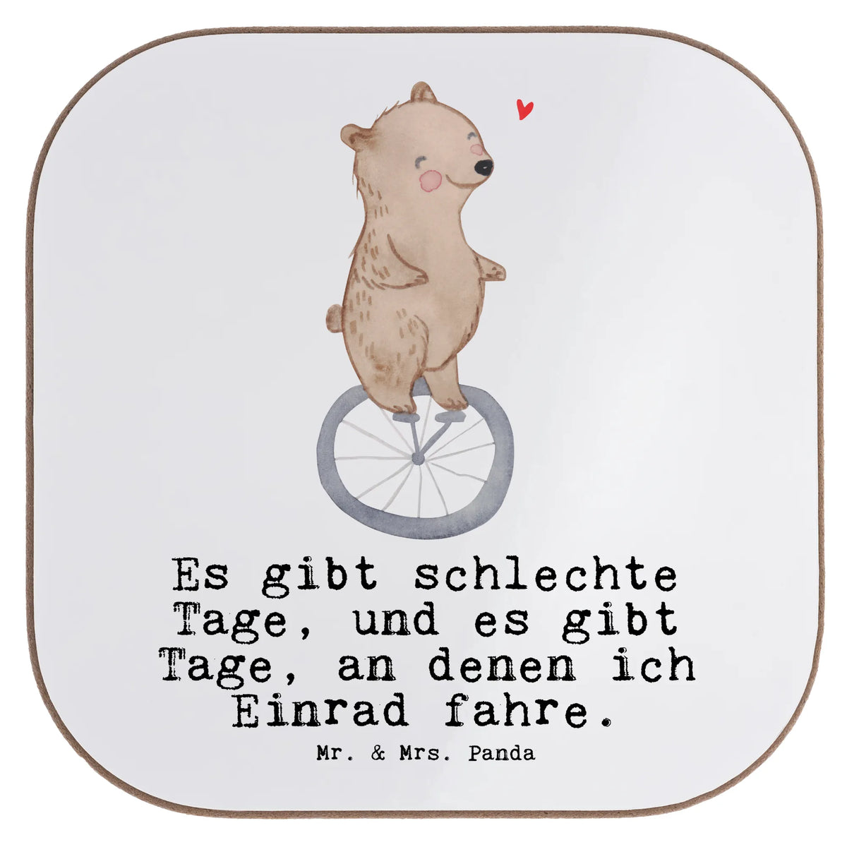 Square coaster bear ride a unicycle Gift, giving, thank you, award, profit, athlete, ride a unicycle
