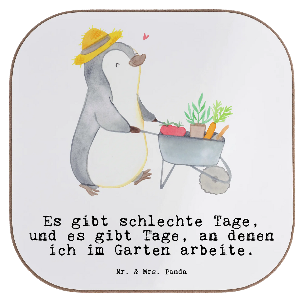 Untersetzer Pinguin Gartenarbeit