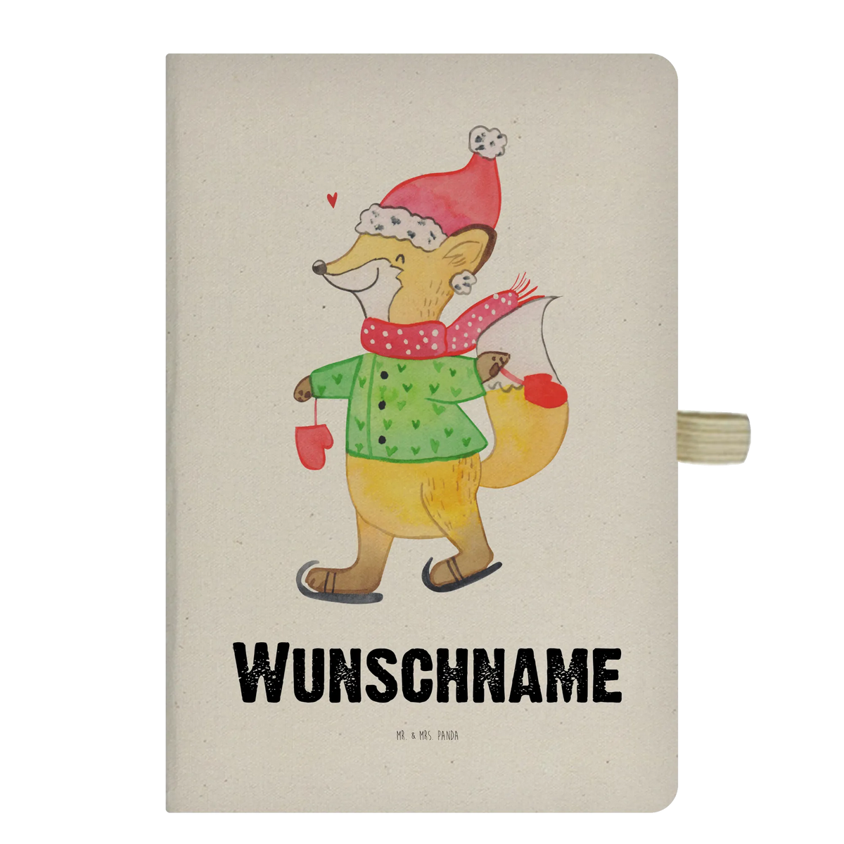 Personalised notebook Fox skates Winter, Christmas, Christmas time, snow, christmas, christmas days, christmas time, christmas present, christmas tree, christmas eve, winter, santa claus, fir tree