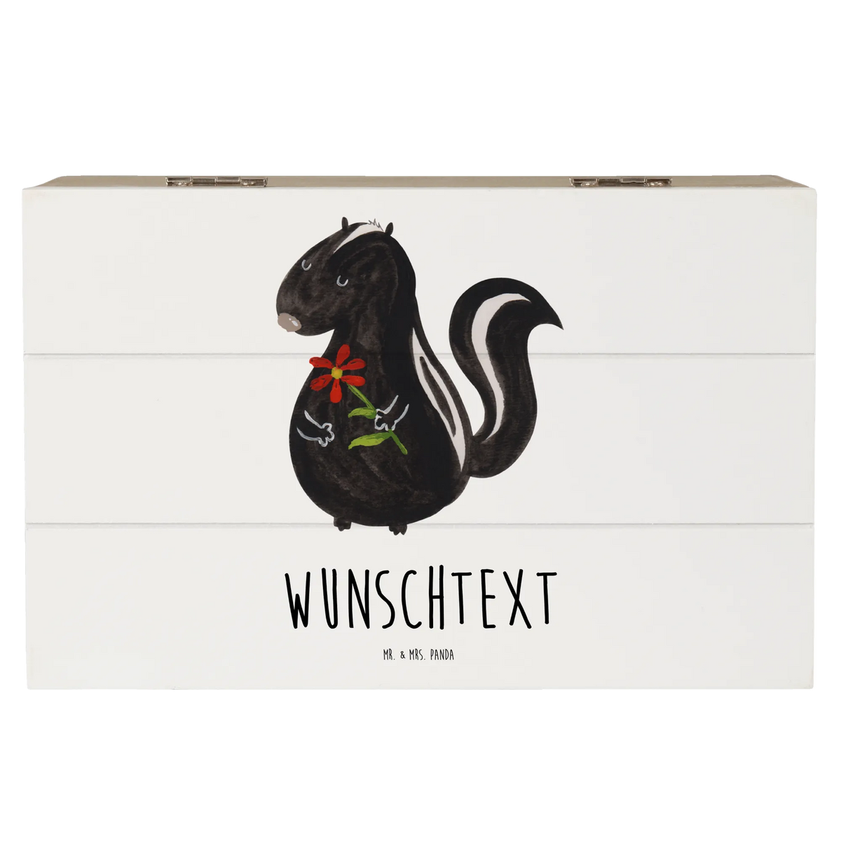 Personalised wooden chest skunk flower Skunk, stinker, predator, wild animal, skunk, dreams, stink, dreamy, daydreamer