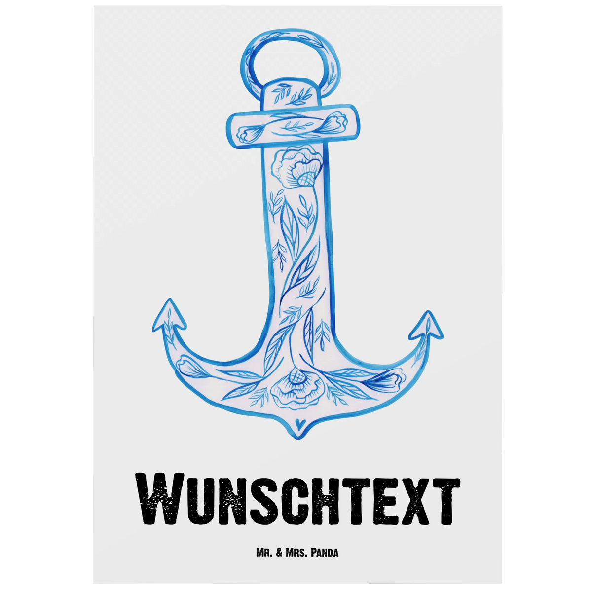 Personalised postcard anchor Blue card, gift ideas, gifts, small animals, cute, cute animal motives, hand drawn, funny sayings, good mood, special gifts, animal lover