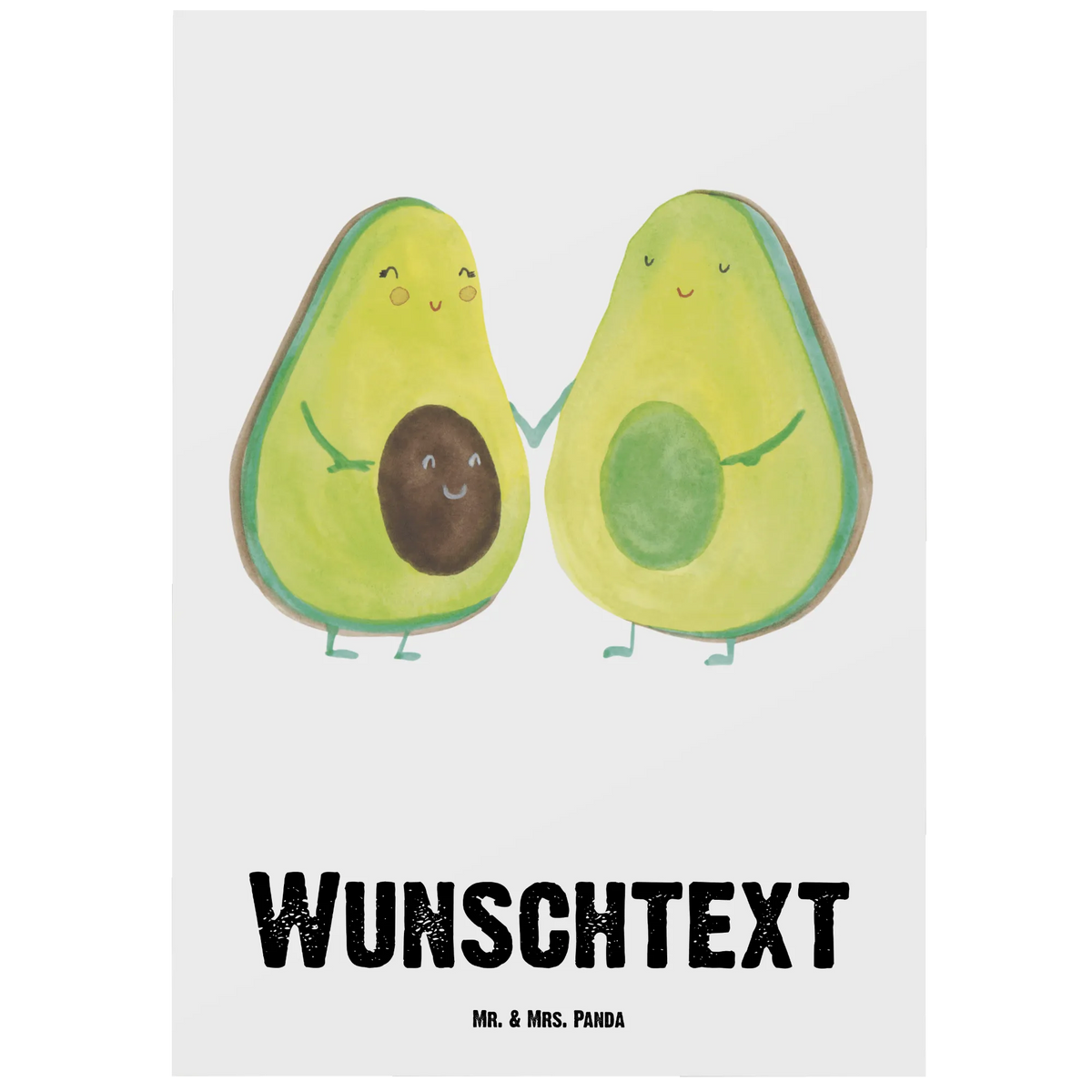 Personalised postcard avocado pair avocado, vegetables, avocados, children, family, avocuddle, birth, wedding, baby shower, love, baby party, pregnancy