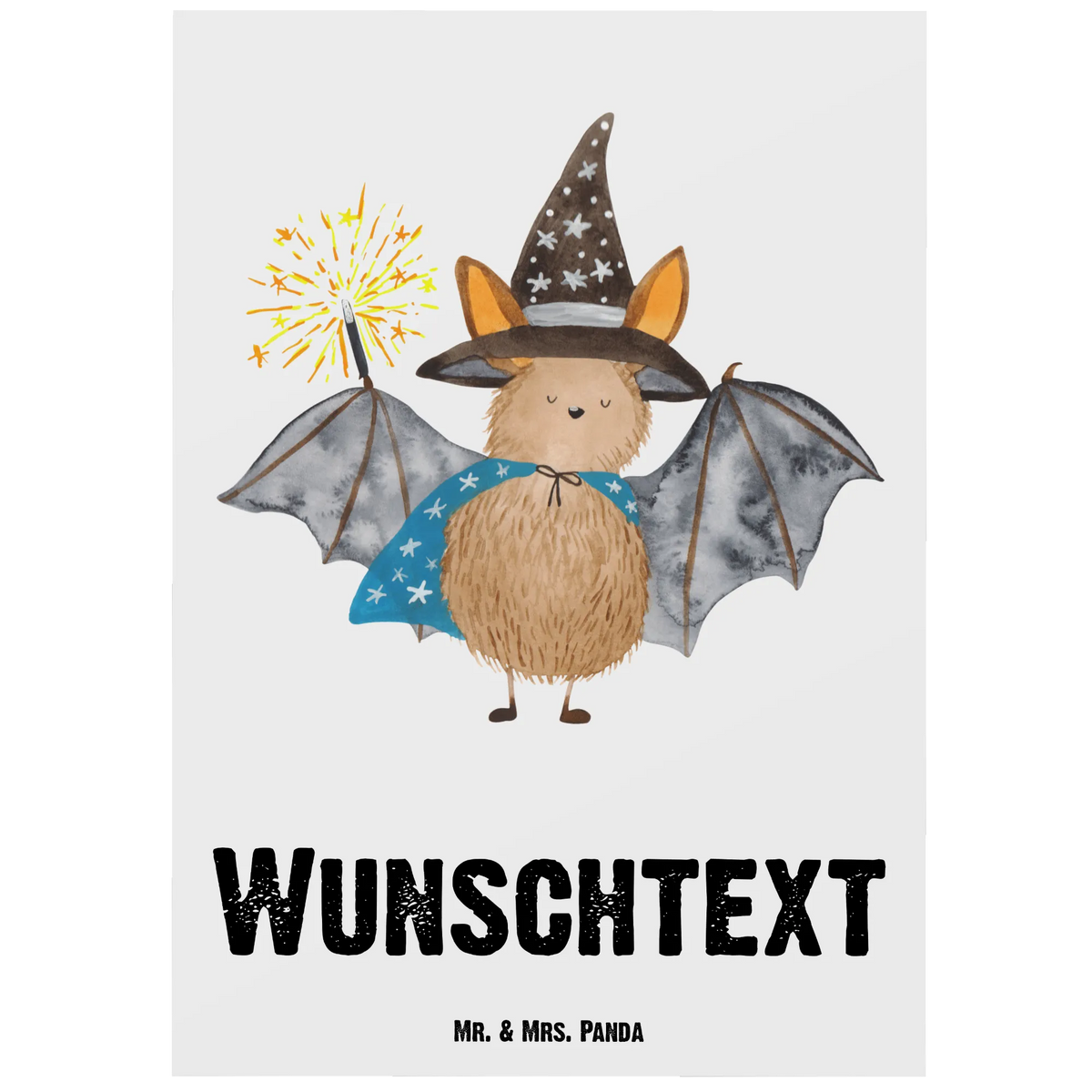 Personalised postcard bat wizard card, gift ideas, gifts, small animals, cute, cute animal motives, hand drawn, funny sayings, good mood, special gifts, animal lover, women, sorcerers, get in, Bats, magicians