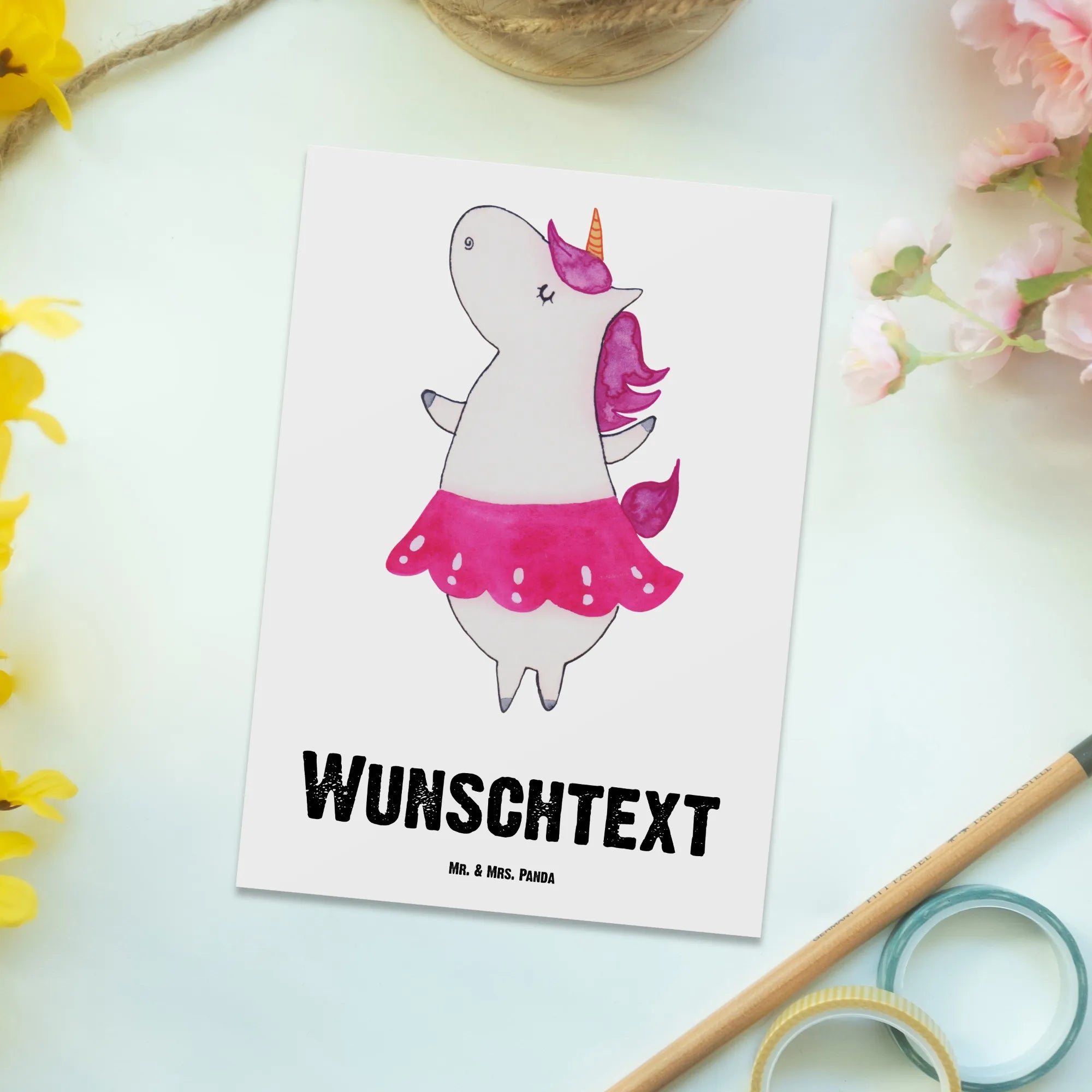 Personalised postcard unicorn ballerina unicorn, unicorns, dancer present, Dancing, Ballerina, Dancer gift, Flat, Unicorn, Party, Fun, English, Celebration, Einhorn
