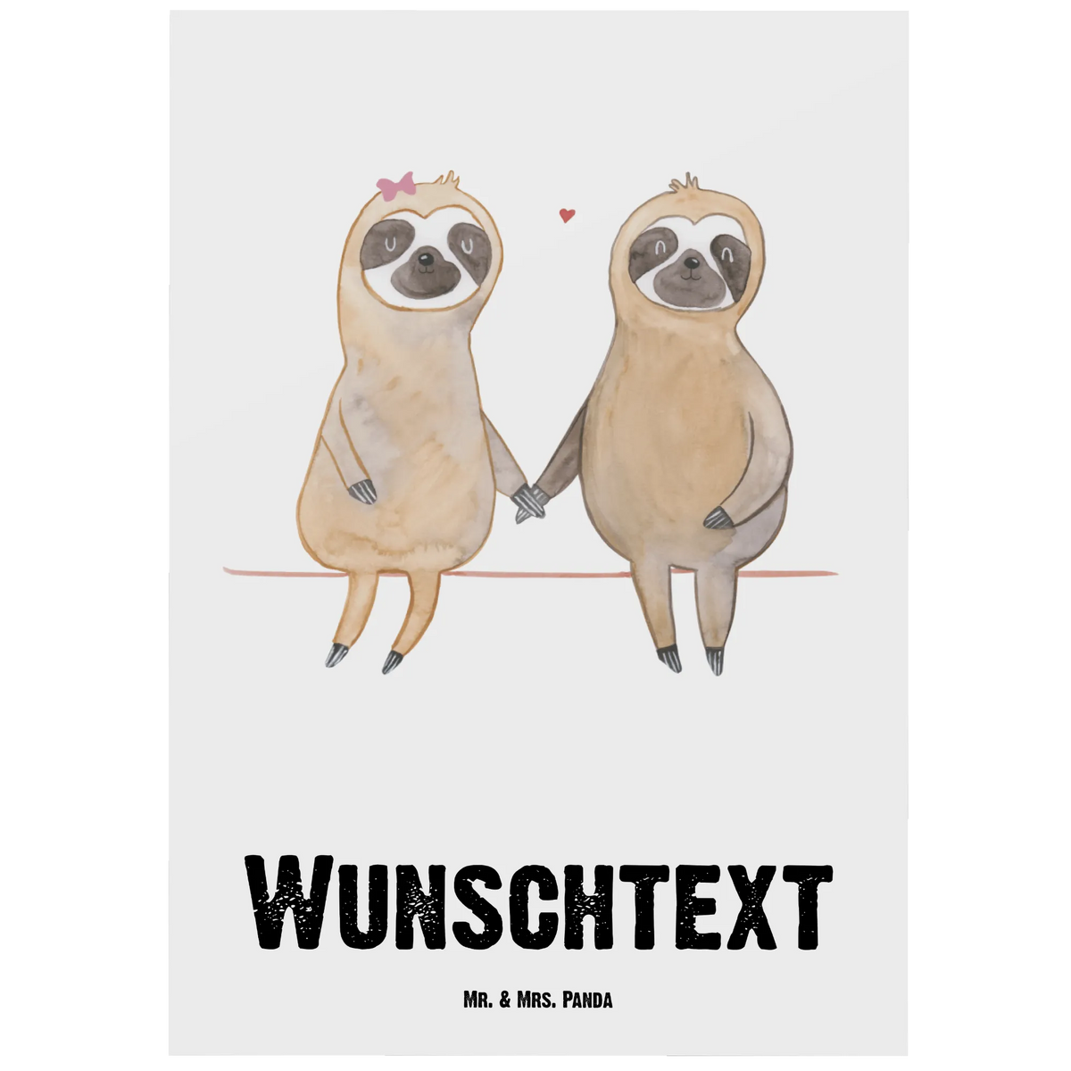 Personalised postcard sloth pair Sloth, sloth, trend animal, engaged, together, lazy, lovers, in love, love, relax, sloth couple, favourite animal, sloth love